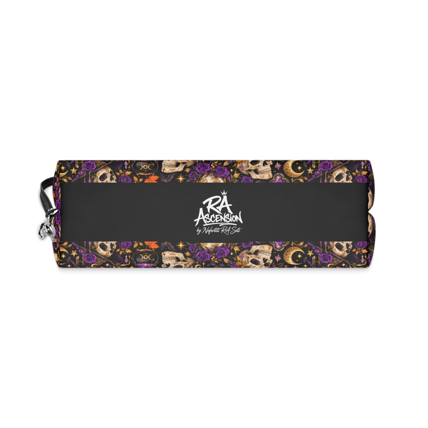 Personalized Skull & Roses Makeup Bag — Gothic Cosmetic Pouch with Name Option