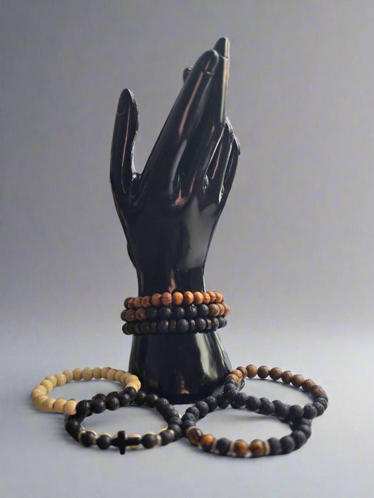 Elemental Lava & Wooden Beaded Bracelets