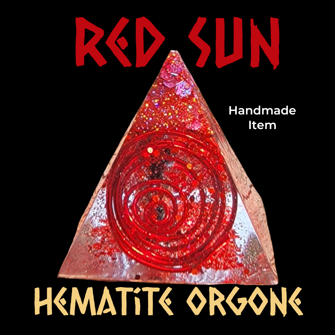 Red Sun Hematite Orgone Pyramid
