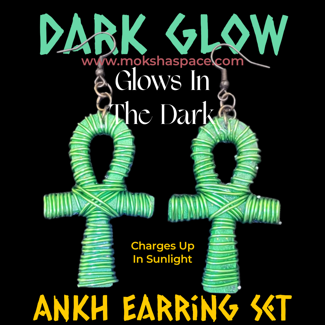 Dark Glow Ankh Earrings