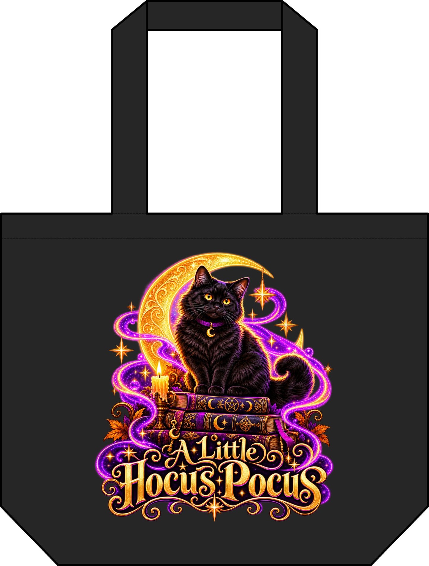 A Little Hocus Pocus Black Cat Tote Bag — Magical Halloween Shoulder Tote