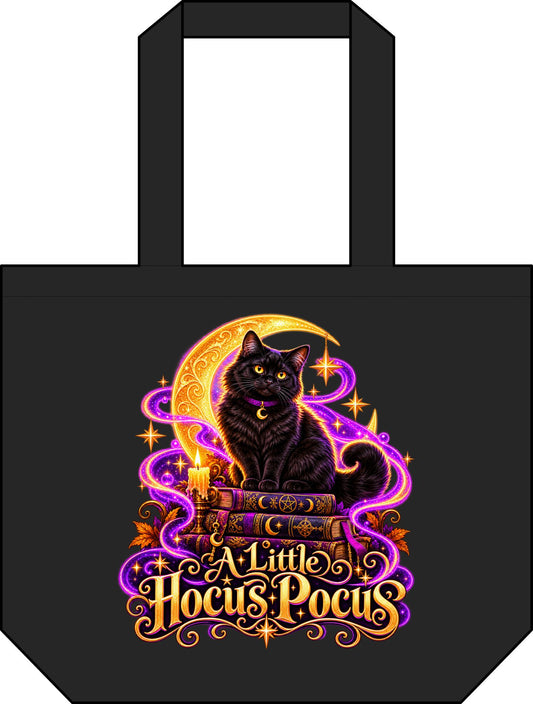 A Little Hocus Pocus Black Cat Tote Bag — Magical Halloween Shoulder Tote
