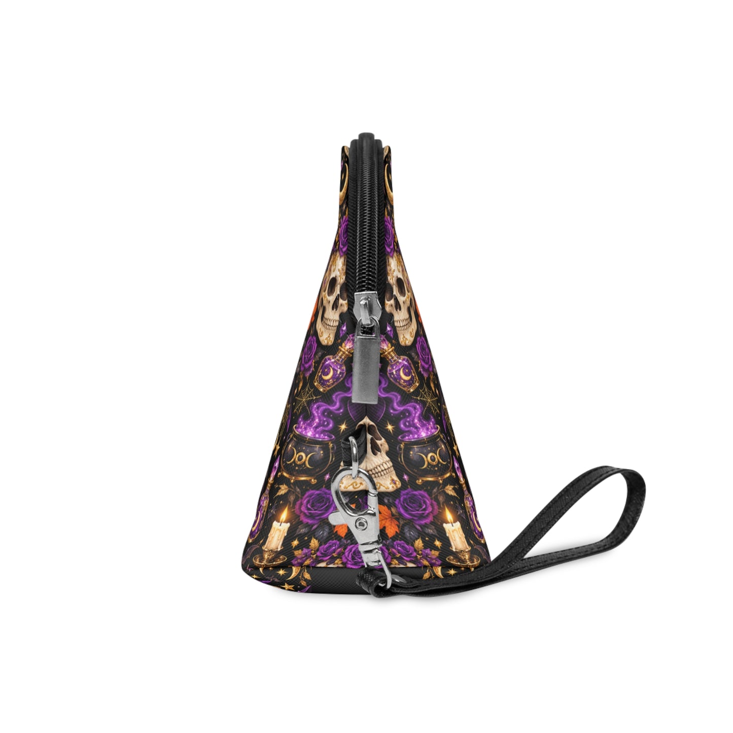 Personalized Skull & Roses Makeup Bag — Gothic Cosmetic Pouch with Name Option