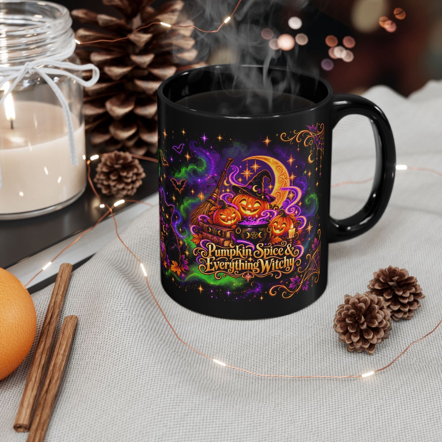 Halloween Pumpkin Spice Mug — “Pumpkin Spice & Everything Witchy” Ceramic Coffee Cup