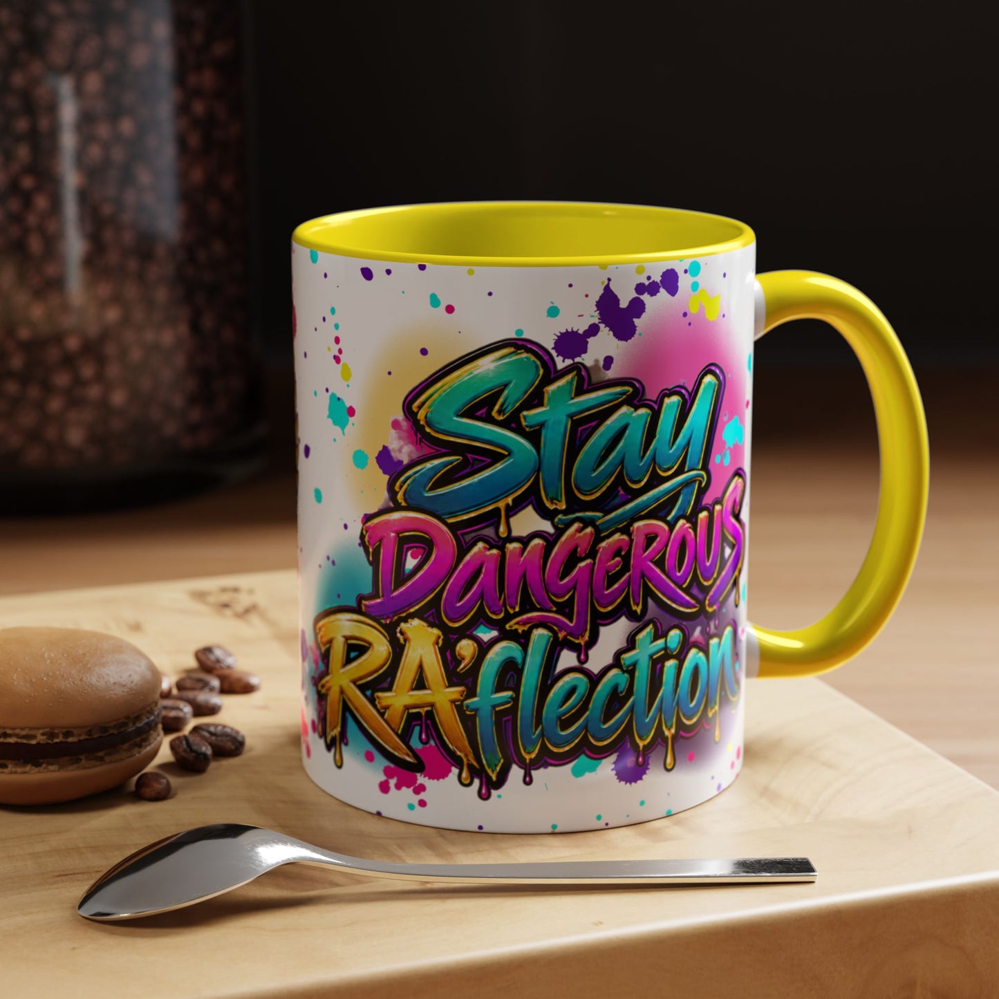 Stay Dangerous Graphic Coffee Mug — Colorful Graffiti-Style Accent Mug (11/15oz)