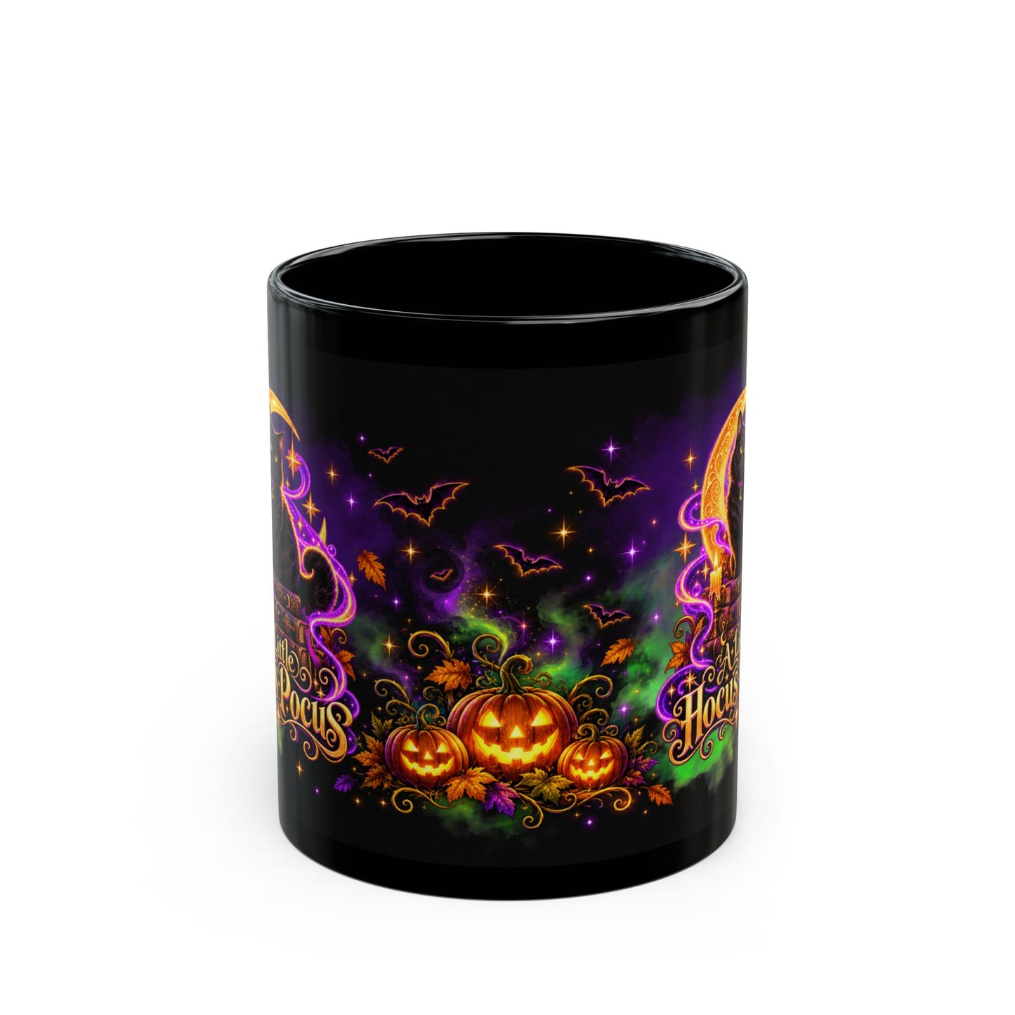 A Little Hocus Pocus Black Cat Mug — Halloween Witchy Coffee Cup (11oz/15oz)