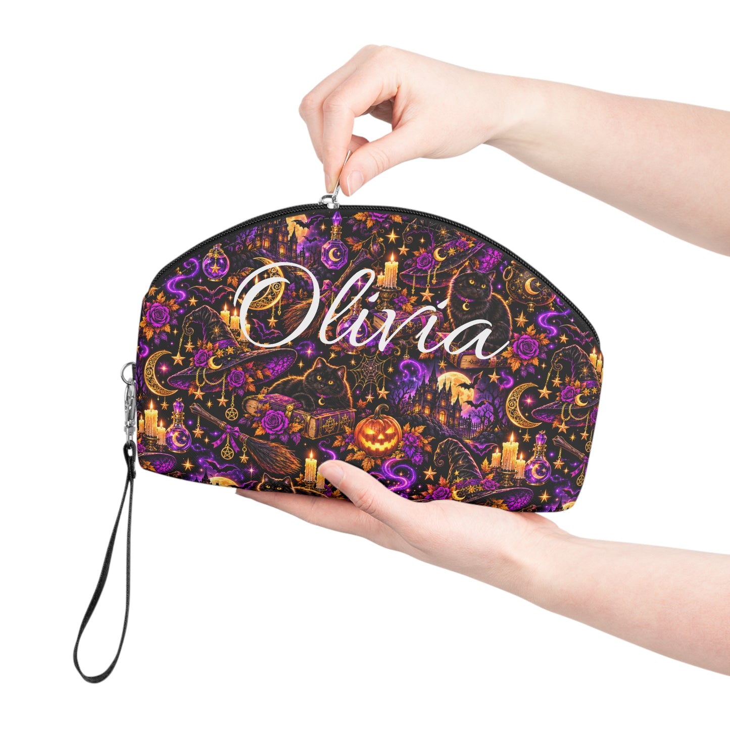 Halloween Witch Makeup Bag — Personalized 'Olivia' Cosmetic Pouch
