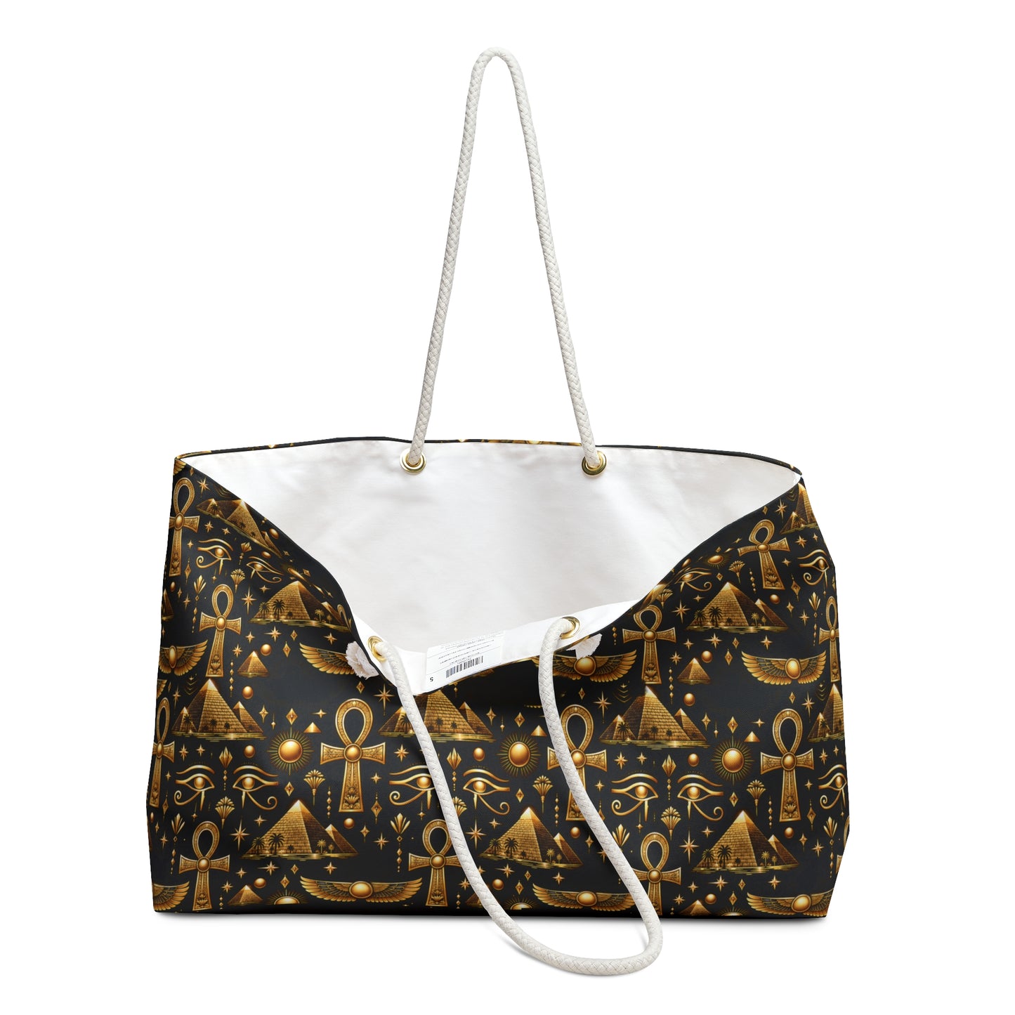 Egyptian Gold Pattern Weekender Bag — Ankh & Pyramid Travel Tote