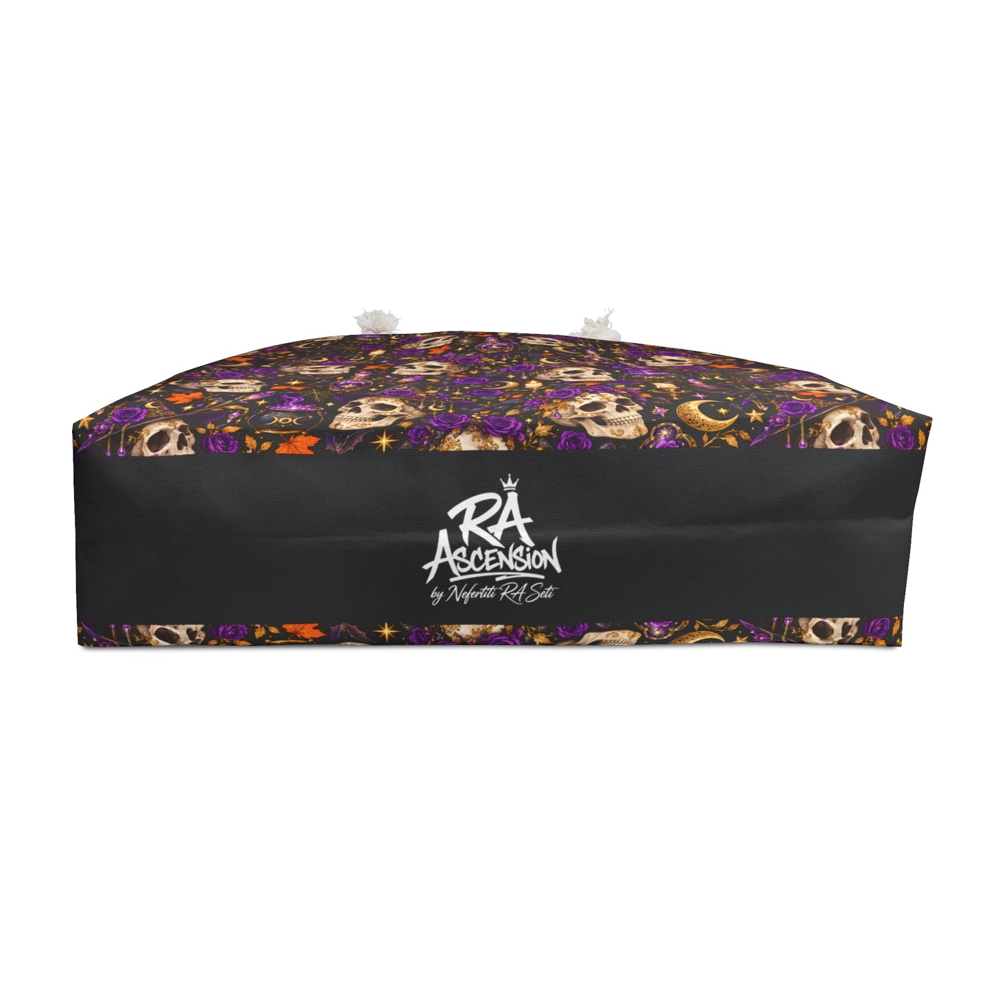 Halloween Skull Weekender Bag — Purple Floral Day of the Dead Tote