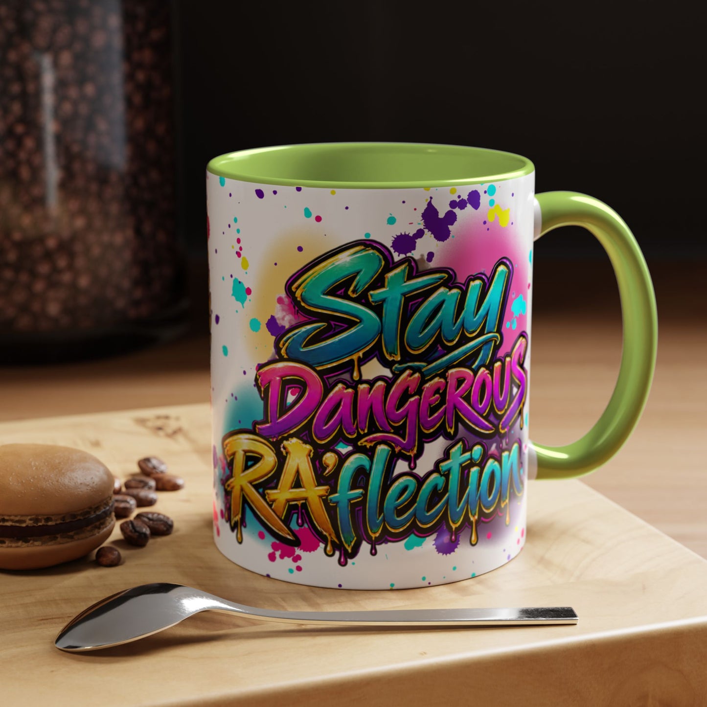 Stay Dangerous Graphic Coffee Mug — Colorful Graffiti-Style Accent Mug (11/15oz)