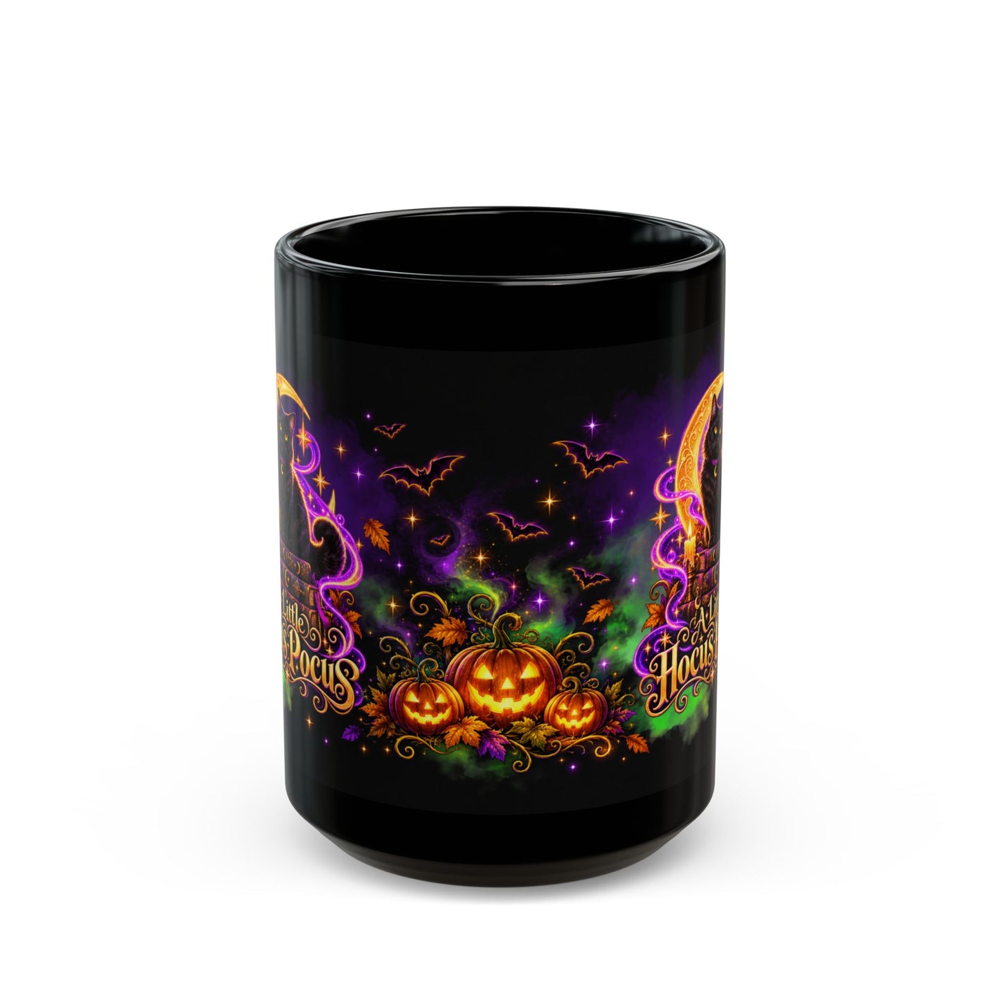 A Little Hocus Pocus Black Cat Mug — Halloween Witchy Coffee Cup (11oz/15oz)