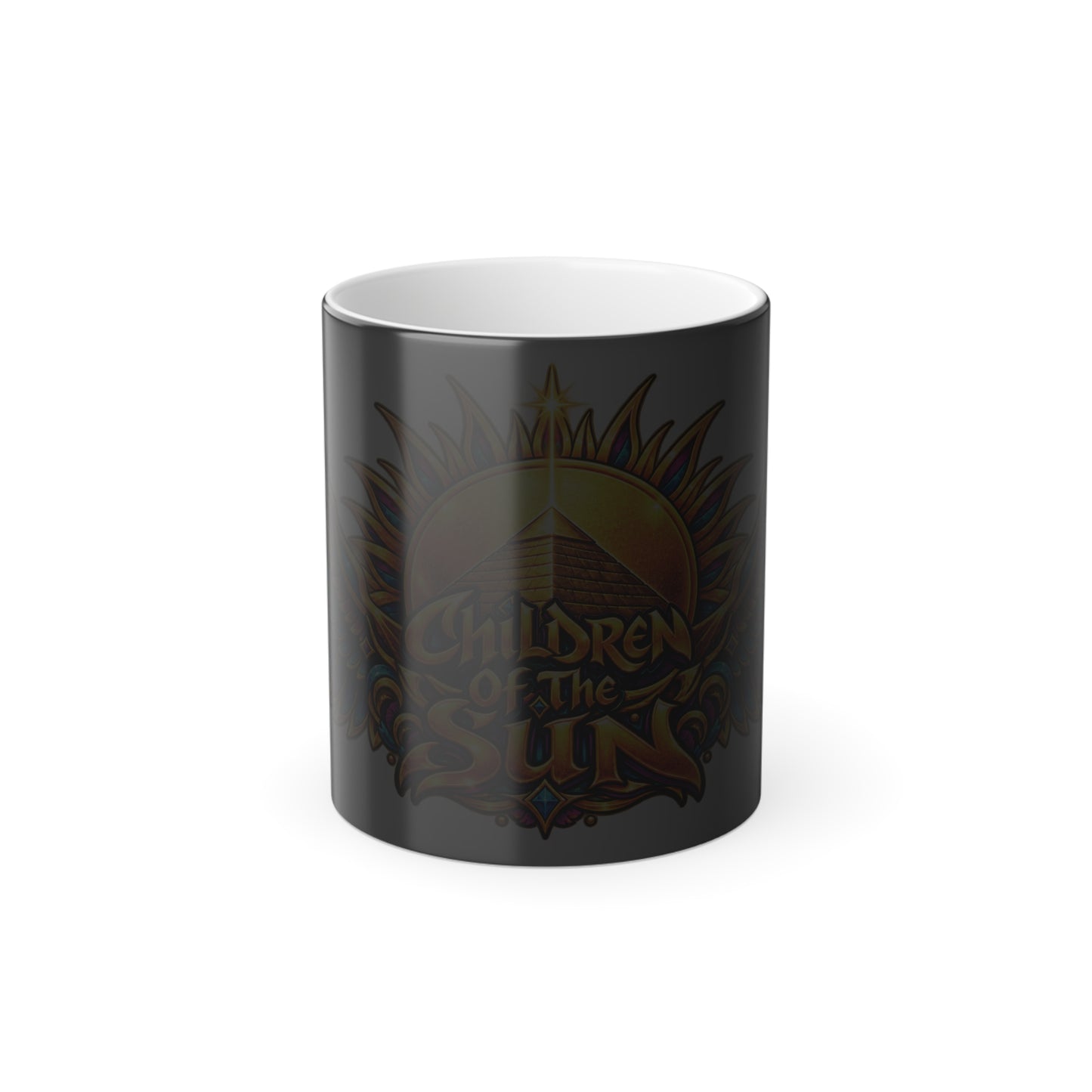 Color-Changing Mug — 'Children of the Sun' Psychedelic Pyramid Design (11oz)