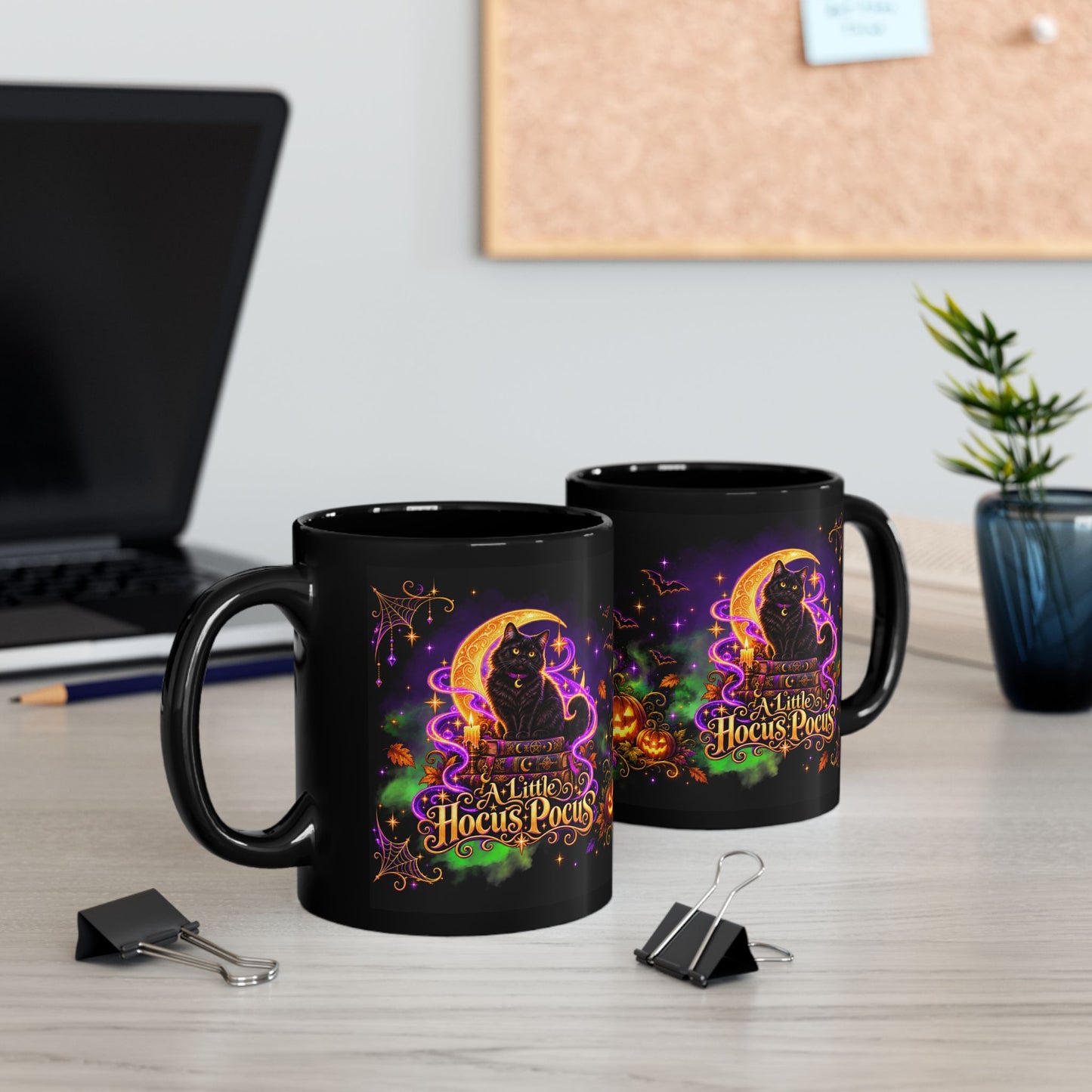 A Little Hocus Pocus Black Cat Mug — Halloween Witchy Coffee Cup (11oz/15oz)