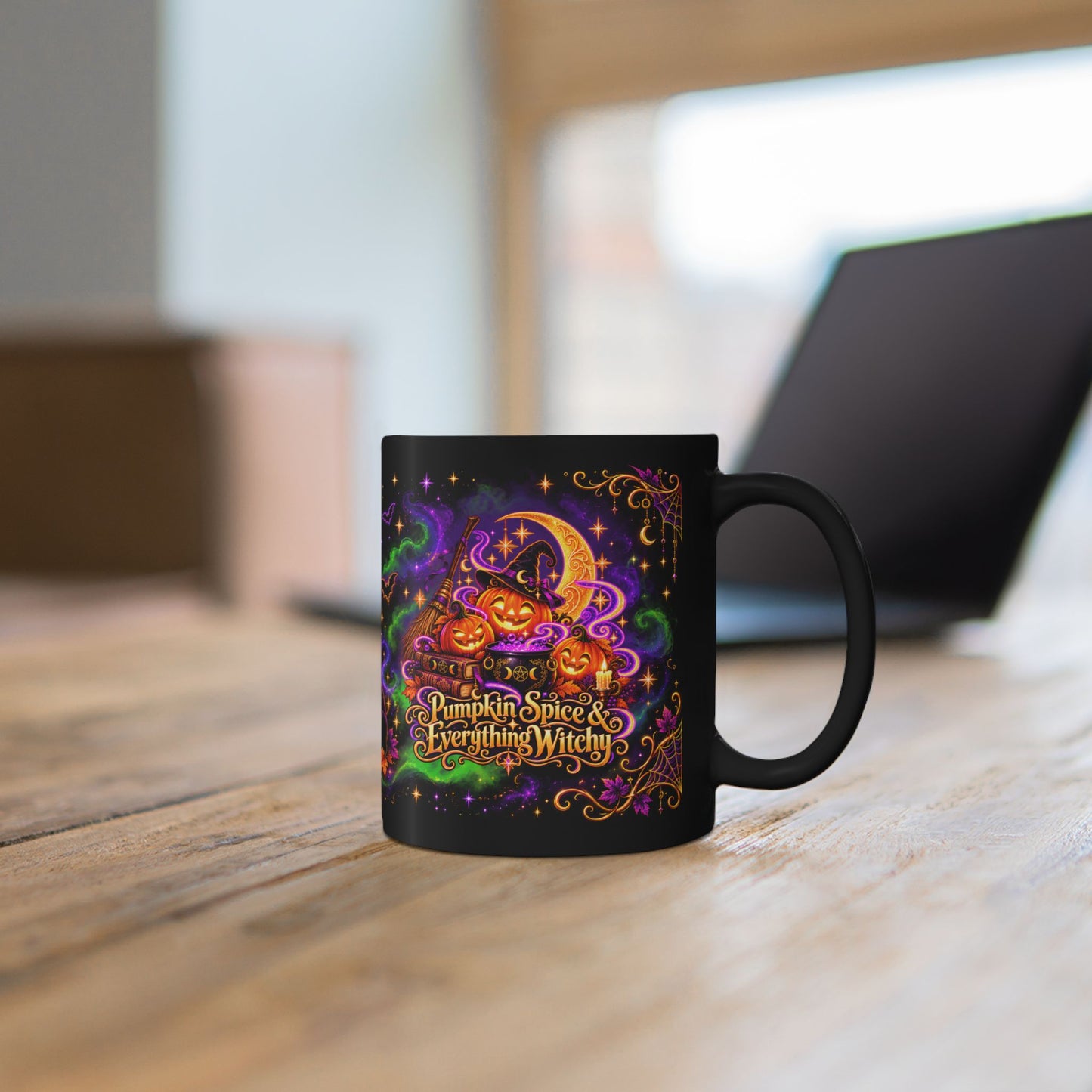 Halloween Pumpkin Spice Mug — “Pumpkin Spice & Everything Witchy” Ceramic Coffee Cup