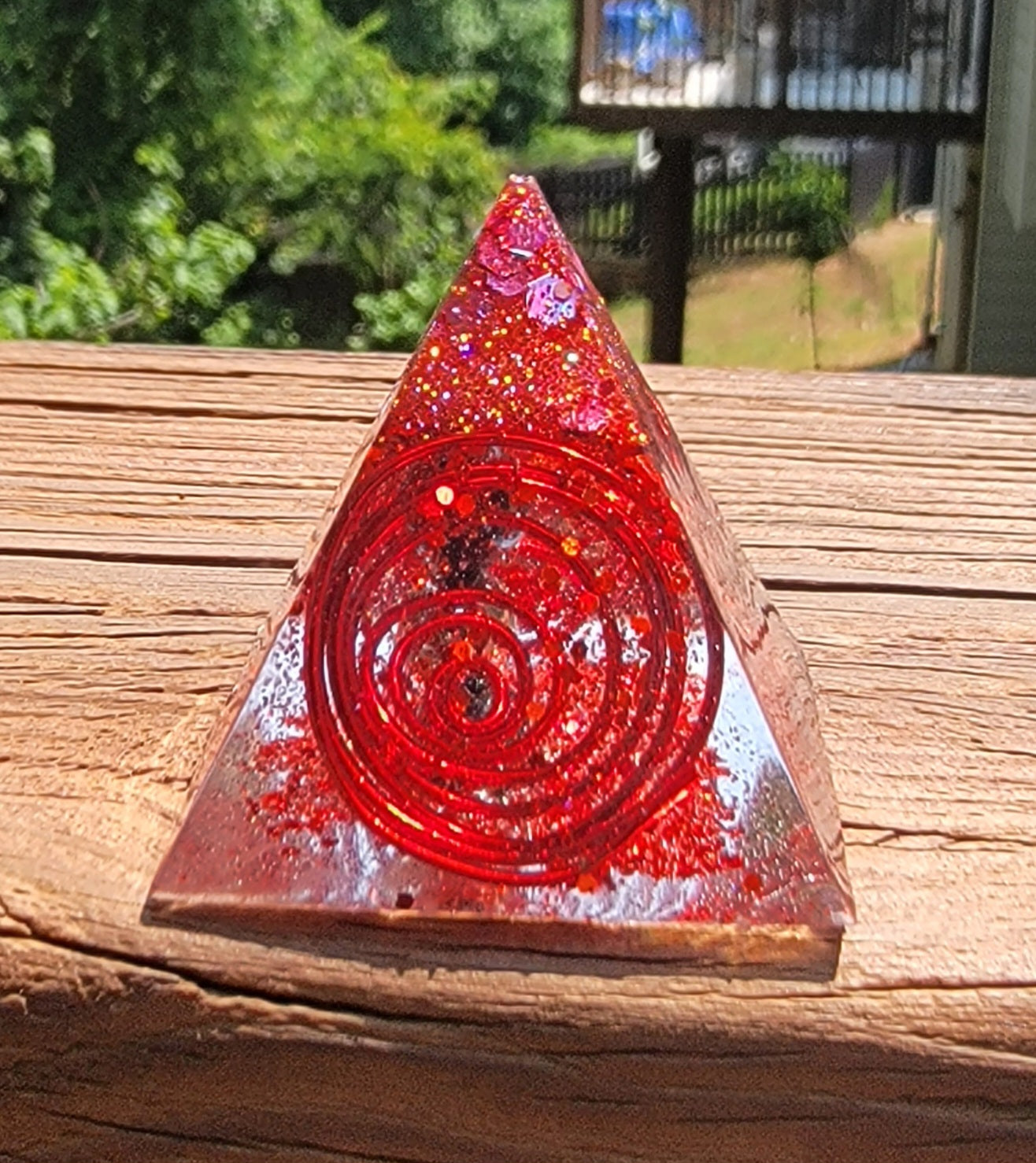 Red Sun Hematite Orgone Pyramid