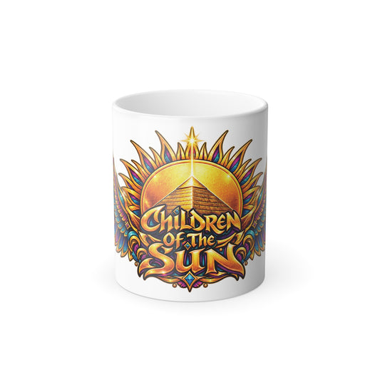 Color-Changing Mug — 'Children of the Sun' Psychedelic Pyramid Design (11oz)