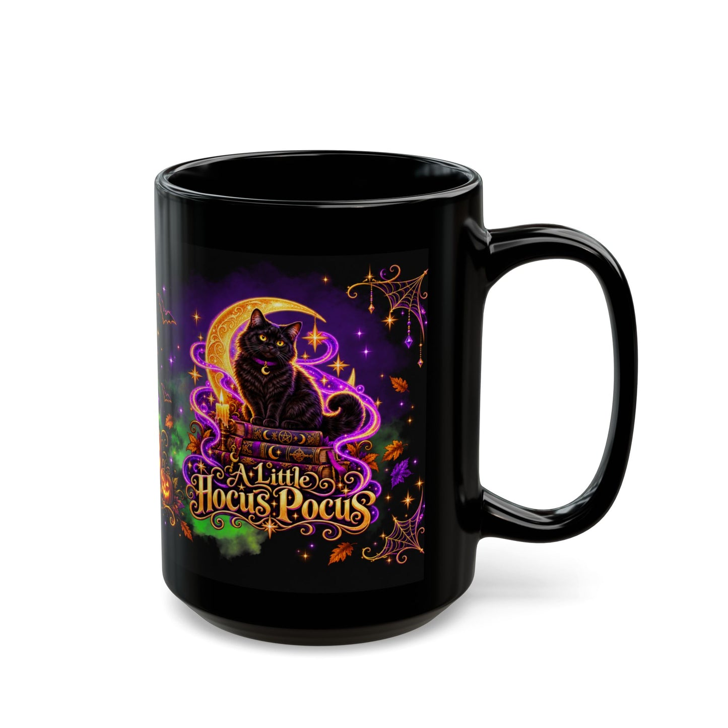 A Little Hocus Pocus Black Cat Mug — Halloween Witchy Coffee Cup (11oz/15oz)