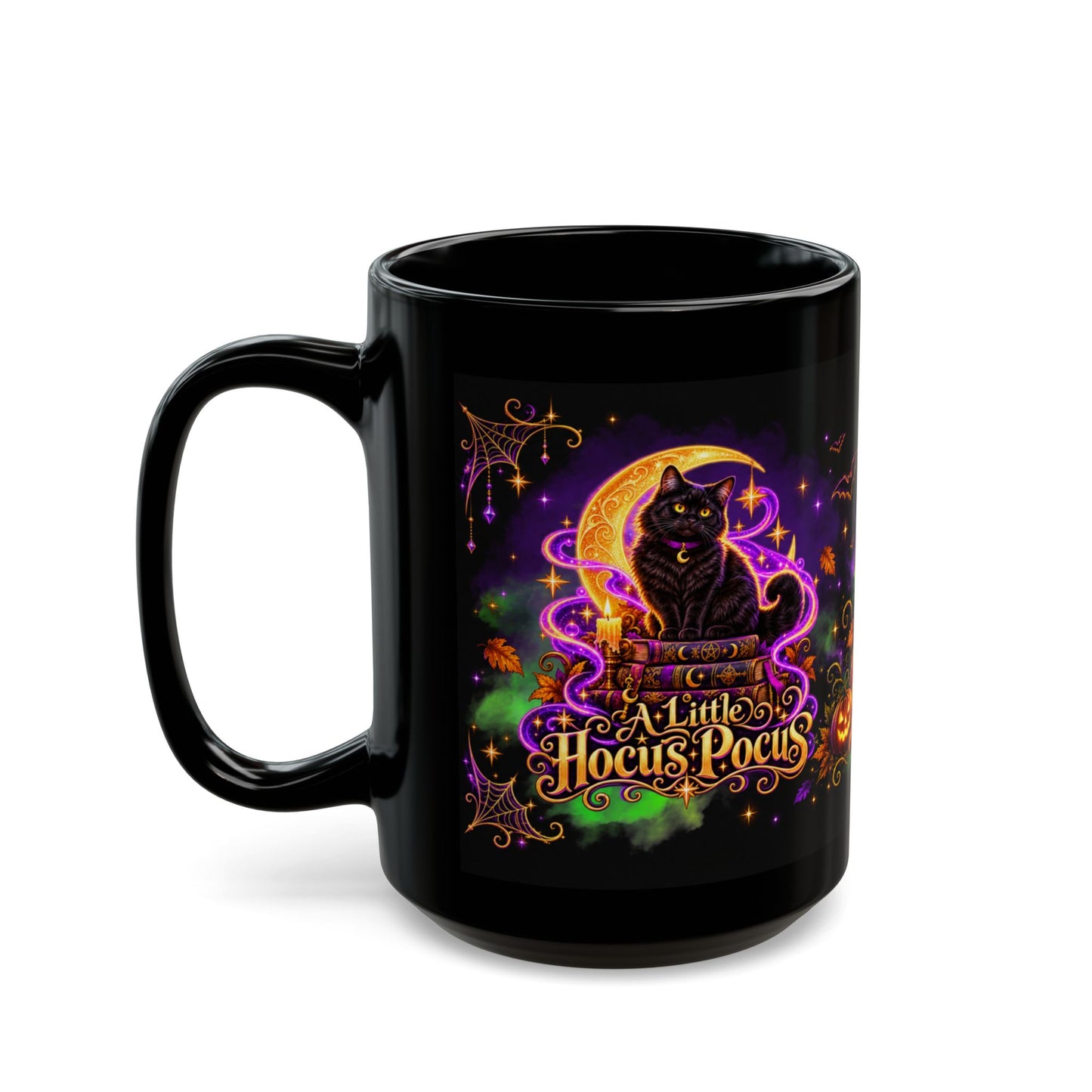 A Little Hocus Pocus Black Cat Mug — Halloween Witchy Coffee Cup (11oz/15oz)