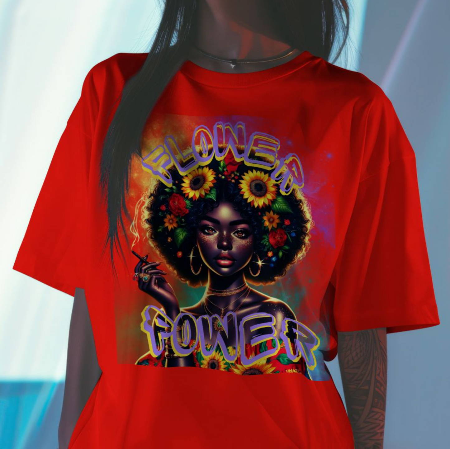 Flower Power Graphic Art T-Shirt