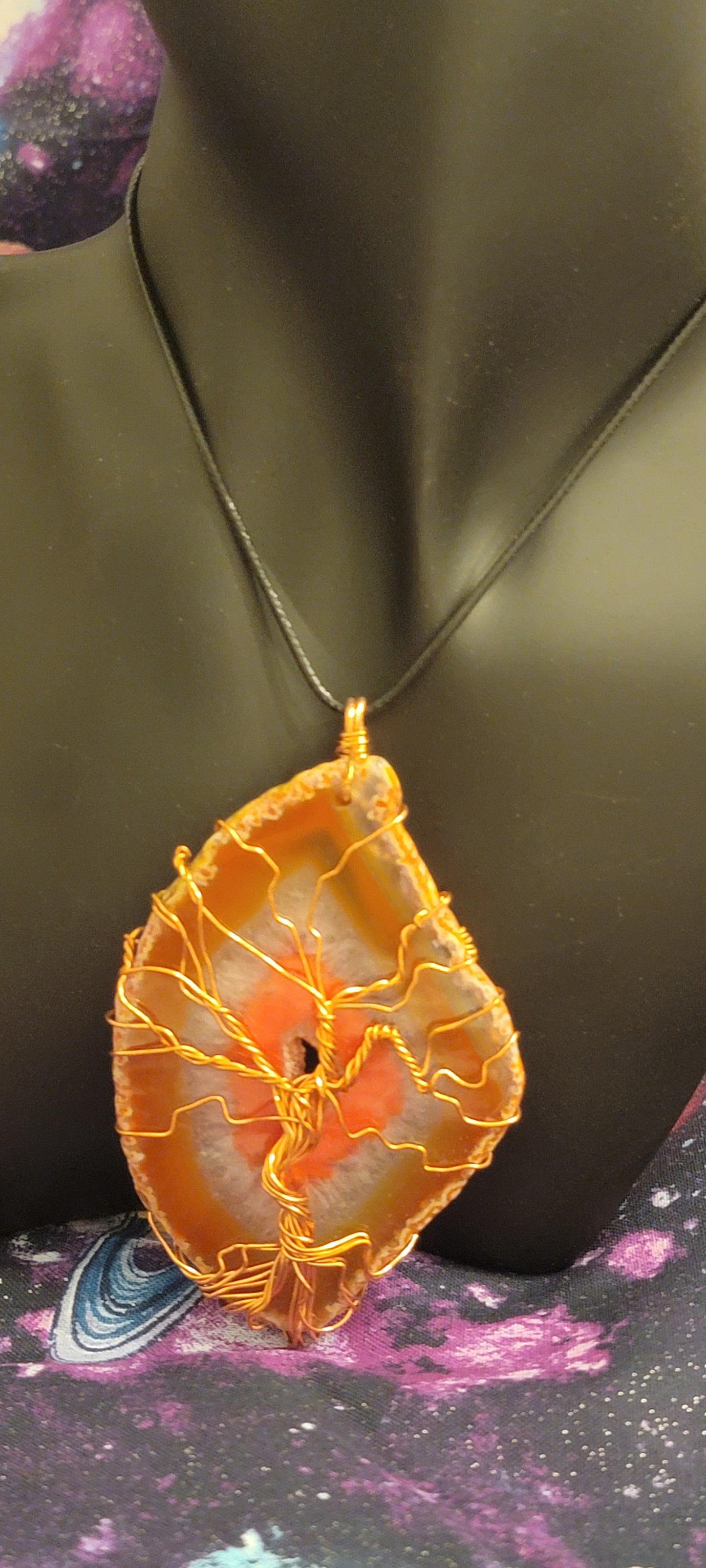 Orange Agate Tree of Life Amulet