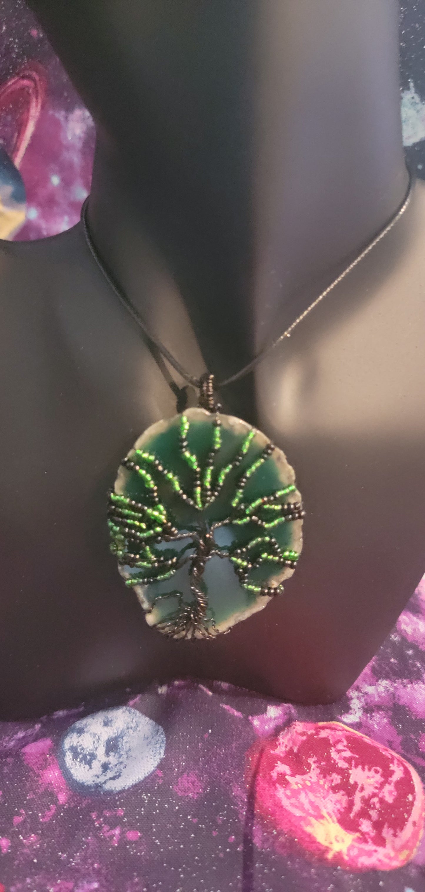 Green Agate Ogun Themed Tree of Life Amulet
