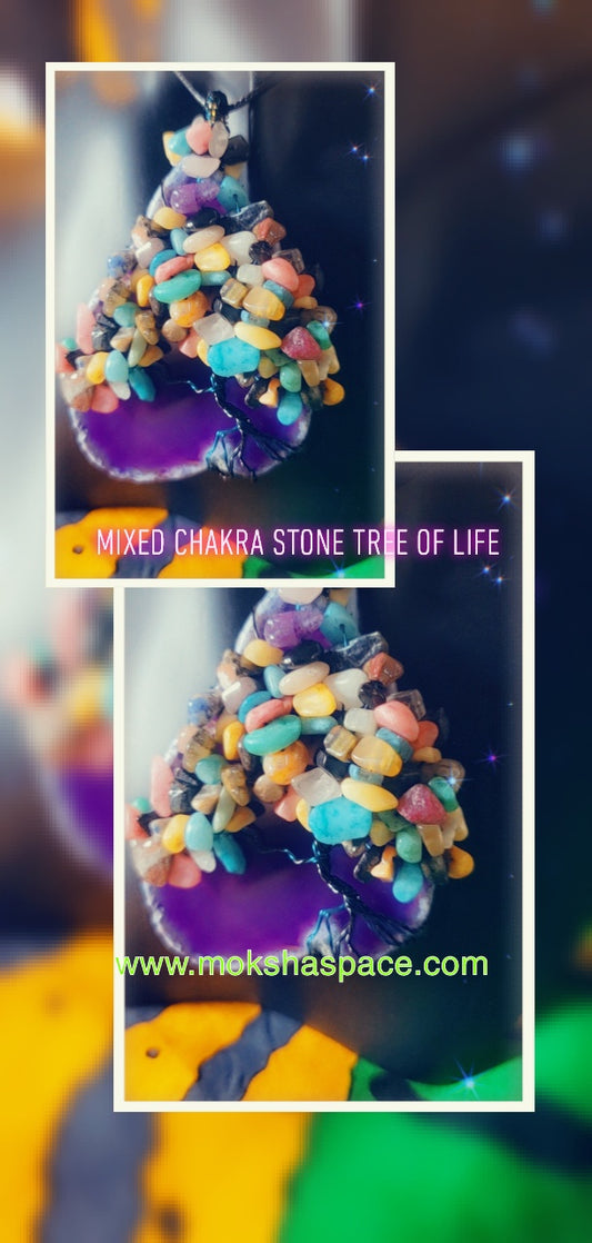 Natural Chakra Stone & Agate Tree of Life Amulet