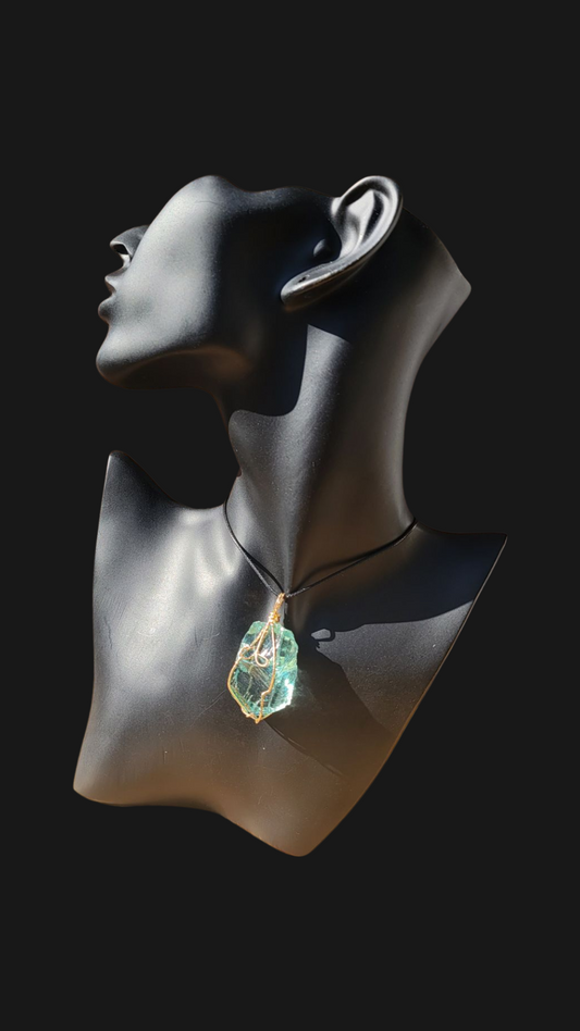 Wire-Wrapped Raw Crystal Pendant Necklace